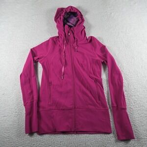 LULULEMON LUON LOGO FUSHIA PINK THUMB HOLES HOODIE SWEAT SHIRT SIZE 4